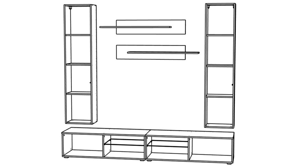 Гостиная 14 Черный 0190 / Белый Фасадный 0101