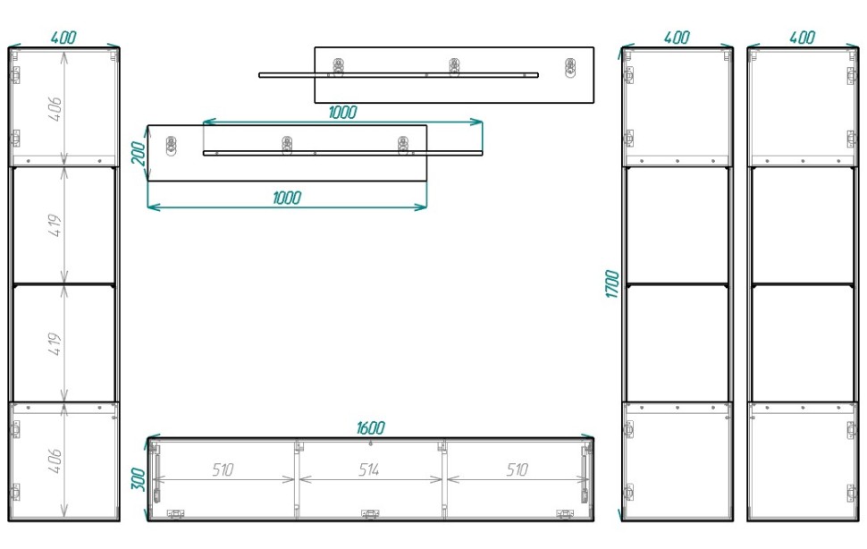 Модульная гостиная Лана 3.2 МДФ