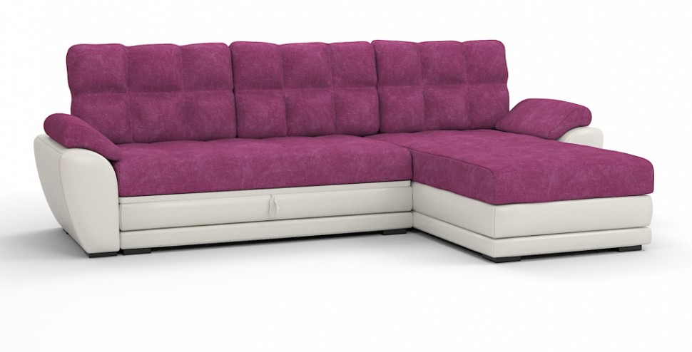 Диван угловой Император Люкс велюр розовый + экокожа белый