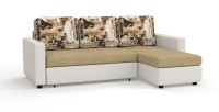 Диван угловой Траумберг велюр бежевый + город + экокожа белый