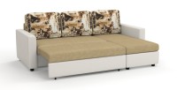 Диван угловой Траумберг велюр бежевый + город + экокожа белый