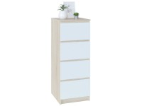 Комод Т-4Р, цвет сонома/белый, ШхГхВ 40х44,6х104,4 см., Комод с 4-мя ящиками