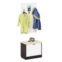 Прихожая П-6 Тумба + Вешалка, цвет венге/фасады МДФ белое дерево фрезеровка прованс, ШхГхВ 60х35х200 см.