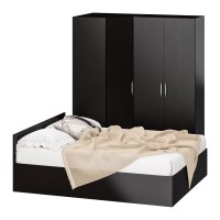 Спальня Стандарт 2-1600, цвет венге, ШхГхВ 163,5х203,5х70 + 171,2х81,2х200 см., сп.м. 1600х2000 мм., без матраса, основание есть