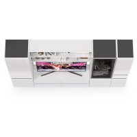 Сидней Комплектация № 031, цвет корпус: белый/чёрный/фасады: МДФ белый глянец, ШхГхВ 264,9х41,3х205,2 см., ниша для ТВ 129х41х90 см., универс. сборка