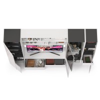 Сидней Комплектация № 031, цвет корпус: белый/чёрный/фасады: МДФ белый глянец, ШхГхВ 264,9х41,3х205,2 см., ниша для ТВ 129х41х90 см., универс. сборка