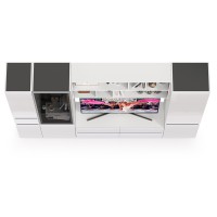 Сидней Комплектация № 031, цвет корпус: белый/чёрный/фасады: МДФ белый глянец, ШхГхВ 264,9х41,3х205,2 см., ниша для ТВ 129х41х90 см., универс. сборка