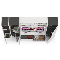 Сидней Комплектация № 031, цвет корпус: белый/чёрный/фасады: МДФ белый глянец, ШхГхВ 264,9х41,3х205,2 см., ниша для ТВ 129х41х90 см., универс. сборка