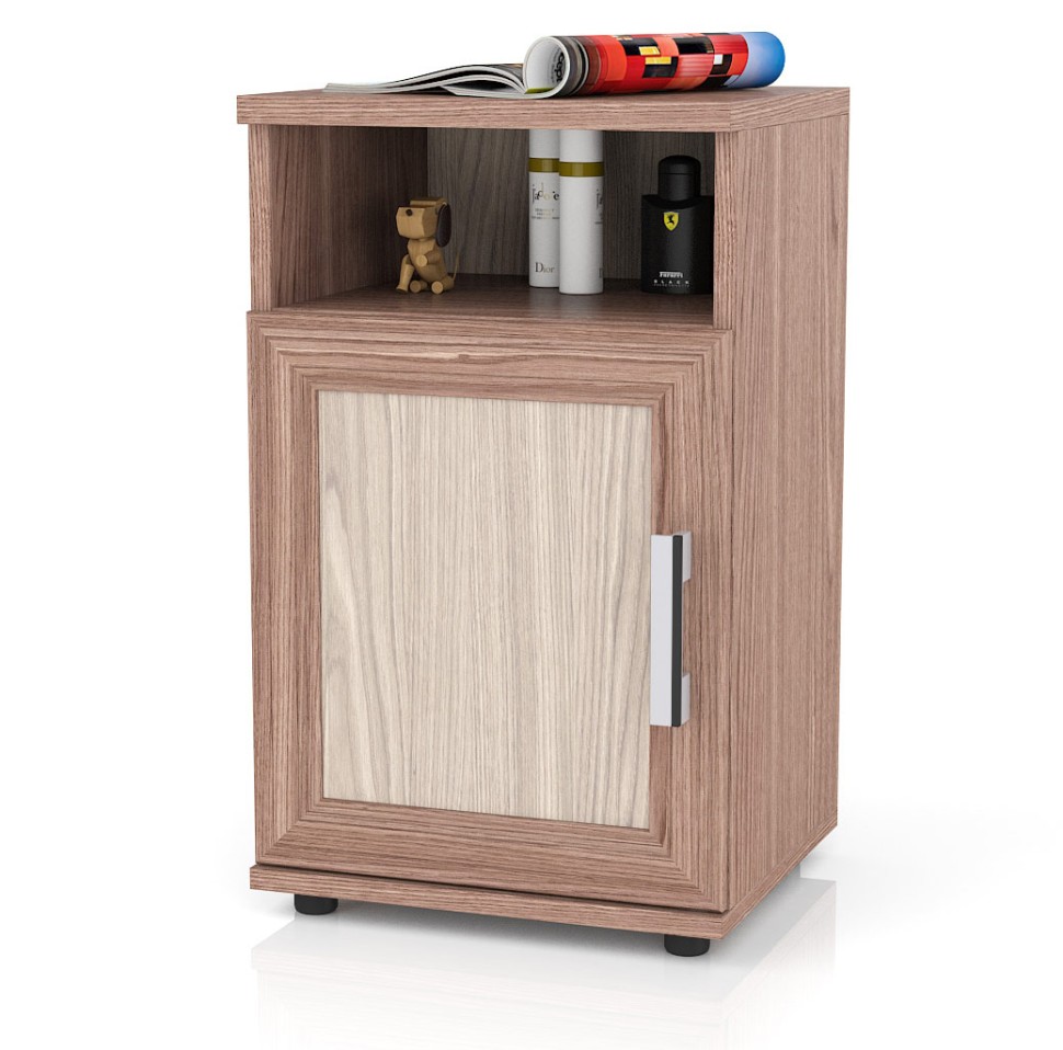 СНЯТО Бонус Тумба прикроватная, цвет ясень шимо светлый/ясень шимо тёмный, ШхГхВ 40х35х66 см. (Тумба прикроватная Бонус), универсальная сборка