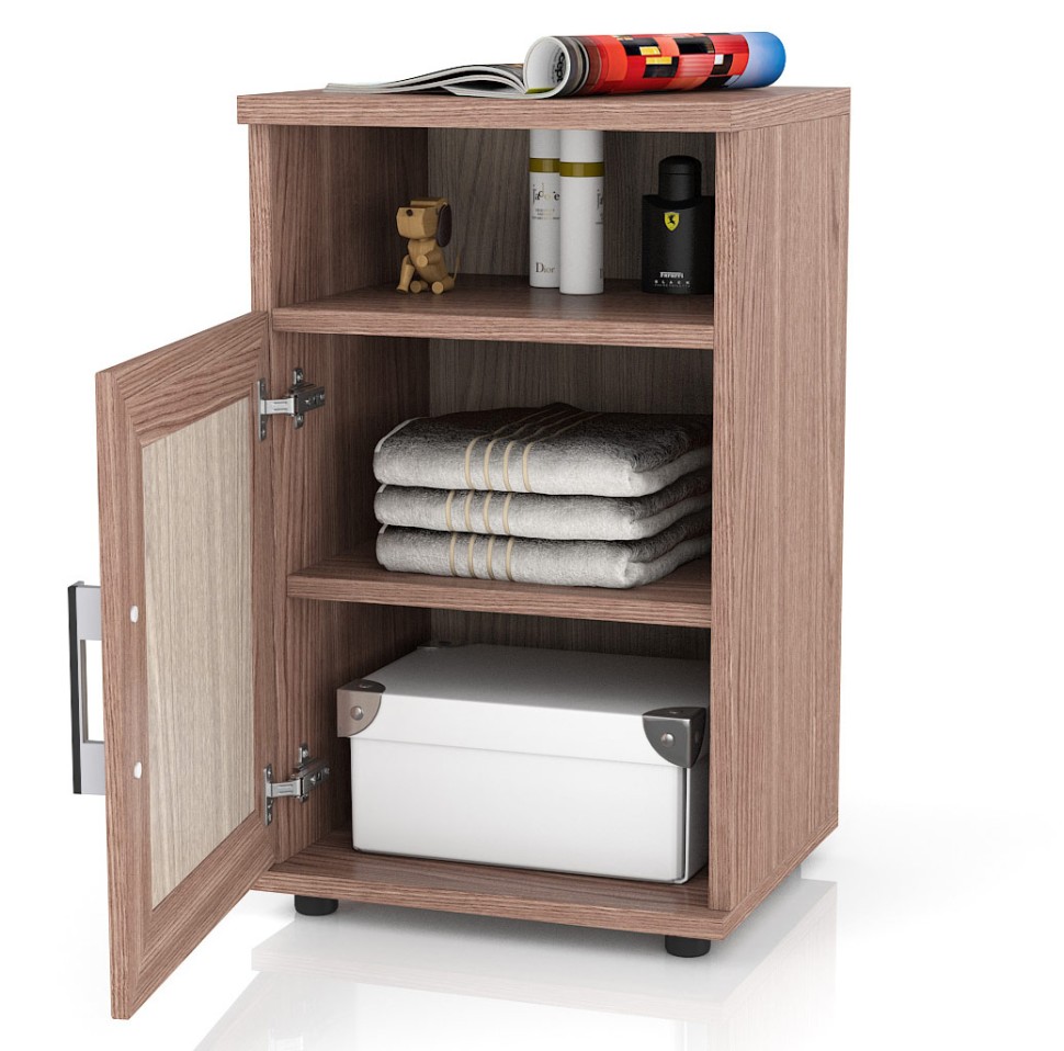 СНЯТО Бонус Тумба прикроватная, цвет ясень шимо светлый/ясень шимо тёмный, ШхГхВ 40х35х66 см. (Тумба прикроватная Бонус), универсальная сборка