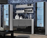 Гостиная Сохо 5 МДФ (черная) / Белый Фасадный 0101