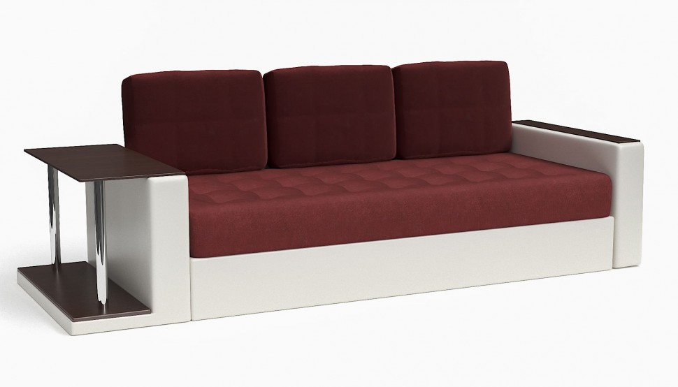 Диван прямой Атланта (Атлантик) красный велюр+белая экокожа