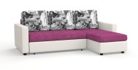 Диван угловой Траумберг велюр розовый + город + экокожа белый