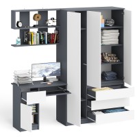Мори Стол компьютерный МС-1 левый + Шкаф МШ1200.1 + Полка 900, цвет графит/белый, ШхГхВ 210,4х50,4х209,6 см., НЕ универсальная сборка