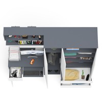 Мори Стол компьютерный МС-1 левый + Шкаф МШ1200.1 + Полка 900, цвет графит/белый, ШхГхВ 210,4х50,4х209,6 см., НЕ универсальная сборка