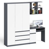 Мори Стол компьютерный МС-1 левый + Шкаф МШ1200.1 + Полка 900, цвет графит/белый, ШхГхВ 210,4х50,4х209,6 см., НЕ универсальная сборка