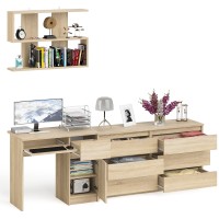 Мори Стол компьютерный МС-1 правый + Комод МК1380.6 + Полка 900, цвет дуб сонома, ШхГхВ 228х50х209,6 см., НЕ универсальная сборка