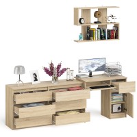 Мори Стол компьютерный МС-1 правый + Комод МК1380.6 + Полка 900, цвет дуб сонома, ШхГхВ 228х50х209,6 см., НЕ универсальная сборка