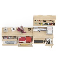 Мори Стол компьютерный МС-1 правый + Комод МК1380.6 + Полка 900, цвет дуб сонома, ШхГхВ 228х50х209,6 см., НЕ универсальная сборка