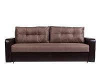 Диван Дублин еврокнижка рогожка коричневая/экокожа коричневая