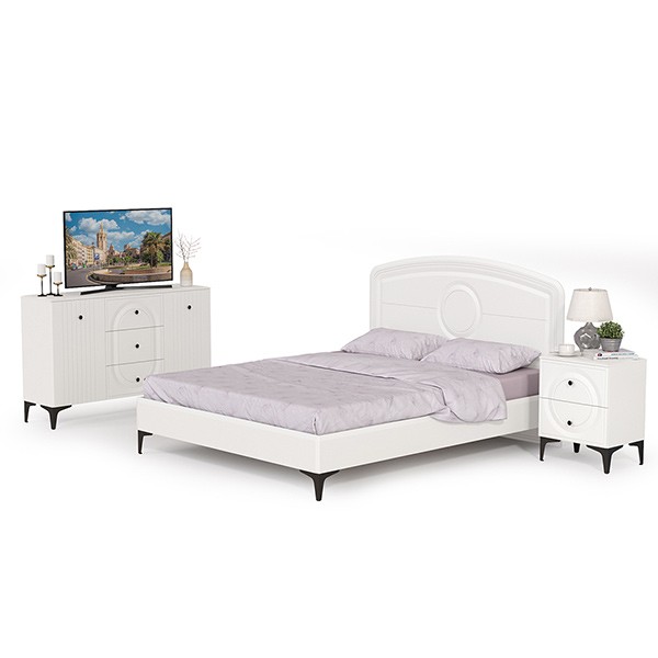 Валенсия Спальня № 03, цвет ЛДСП белый шагрень/МДФ белый шагрень, ортопед есть, сп. м. 1600х2000 мм., б/м