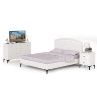 Валенсия Спальня № 03, цвет ЛДСП белый шагрень/МДФ белый шагрень, ортопед есть, сп. м. 1600х2000 мм., б/м