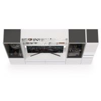 Сидней Комплектация № 032, цвет корпус: белый/чёрный/фасады: МДФ белый глянец, ШхГхВ 264,9х41,3х205,2 см., ниша для ТВ 129х41х90 см., универс. сборка