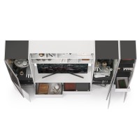 Сидней Комплектация № 032, цвет корпус: белый/чёрный/фасады: МДФ белый глянец, ШхГхВ 264,9х41,3х205,2 см., ниша для ТВ 129х41х90 см., универс. сборка