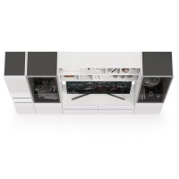 Сидней Комплектация № 032, цвет корпус: белый/чёрный/фасады: МДФ белый глянец, ШхГхВ 264,9х41,3х205,2 см., ниша для ТВ 129х41х90 см., универс. сборка