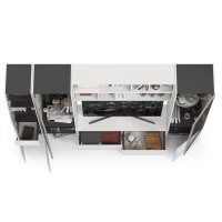 Сидней Комплектация № 032, цвет корпус: белый/чёрный/фасады: МДФ белый глянец, ШхГхВ 264,9х41,3х205,2 см., ниша для ТВ 129х41х90 см., универс. сборка