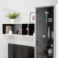 Сидней Комплектация № 032, цвет корпус: белый/чёрный/фасады: МДФ белый глянец, ШхГхВ 264,9х41,3х205,2 см., ниша для ТВ 129х41х90 см., универс. сборка