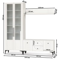 Валенсия Гостиная № 058, цвет ЛДСП белый шагрень/МДФ белый шагрень, ШхГхВ 217,2х38,3х225,2 см., универсальная сборка