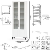 Валенсия Гостиная № 058, цвет ЛДСП белый шагрень/МДФ белый шагрень, ШхГхВ 217,2х38,3х225,2 см., универсальная сборка