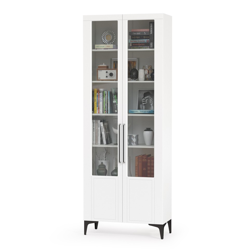 Валенсия Гостиная № 058, цвет ЛДСП белый шагрень/МДФ белый шагрень, ШхГхВ 217,2х38,3х225,2 см., универсальная сборка