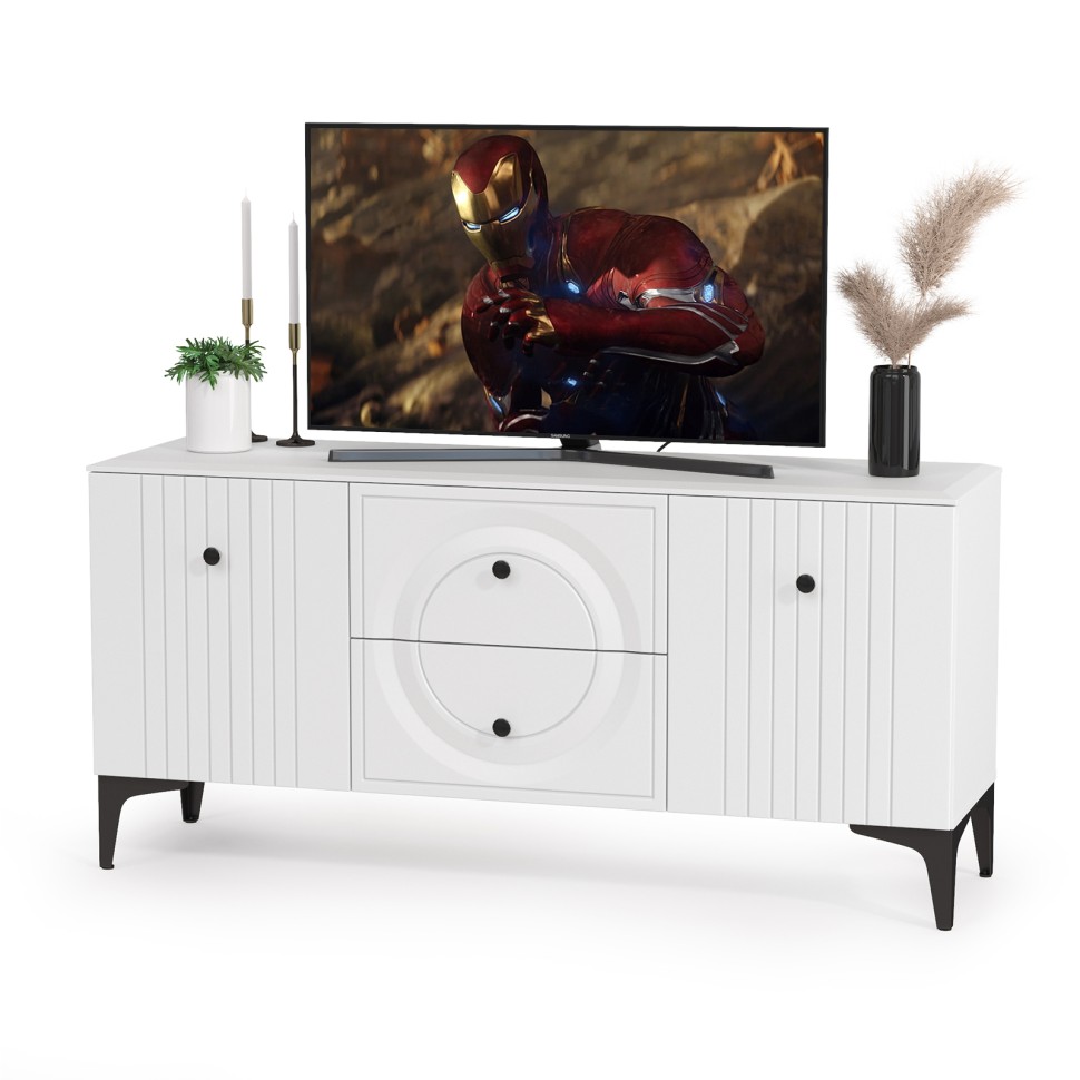 Валенсия Гостиная № 058, цвет ЛДСП белый шагрень/МДФ белый шагрень, ШхГхВ 217,2х38,3х225,2 см., универсальная сборка