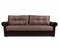 Диван Монако еврокнижка рогожка коричневая/экокожа коричневая (1)