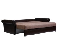 Диван Монако еврокнижка рогожка коричневая/экокожа коричневая (1)