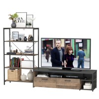 Трувор 13.70 Тумба под ТВ + 13.151.01 Стеллаж, цвет дуб гранж песочный/интра, ШхГхВ 232,6х45,4х146 см., универсальная сборка