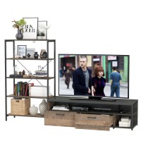 Трувор 13.70 Тумба под ТВ + 13.151.01 Стеллаж, цвет дуб гранж песочный/интра, ШхГхВ 232,6х45,4х146 см., универсальная сборка