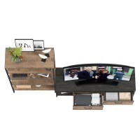 Трувор 13.70 Тумба под ТВ + 13.151.01 Стеллаж, цвет дуб гранж песочный/интра, ШхГхВ 232,6х45,4х146 см., универсальная сборка