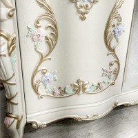 СНЯТО Людовик СЛ-02 Шкаф 6-ти дверный, цвет слоновая кость кракелюр, ручная роспись цветными патинами и золотом, ШхГхВ 291х63х248 см.