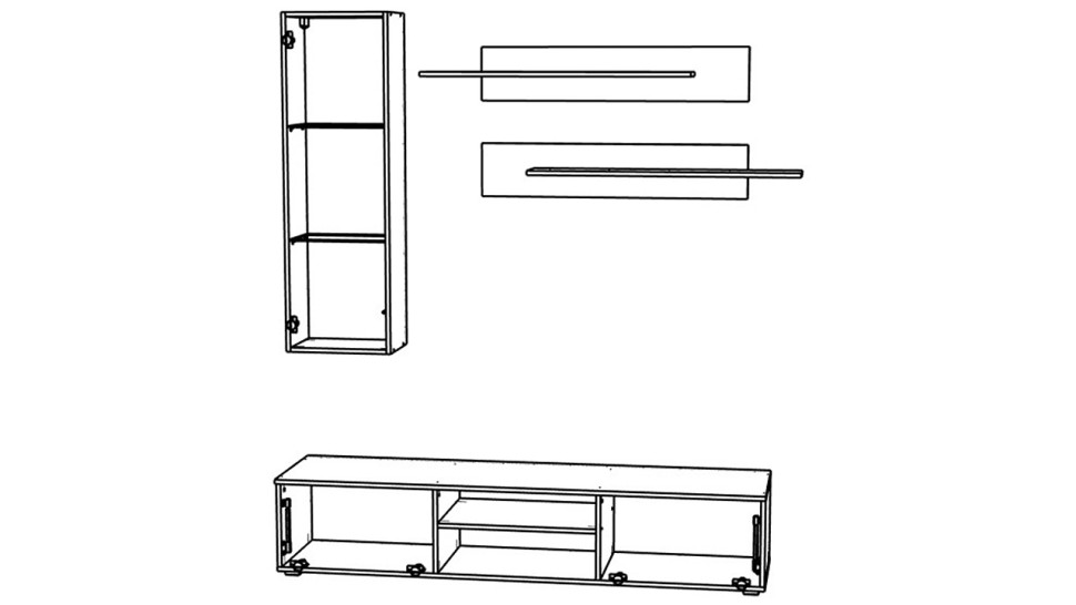 Гостиная 16 МДФ (черная) / Белый Фасадный 0101