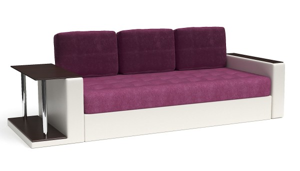 Диван прямой Атланта (Атлантик) фиолетовый велюр+белая экокожа