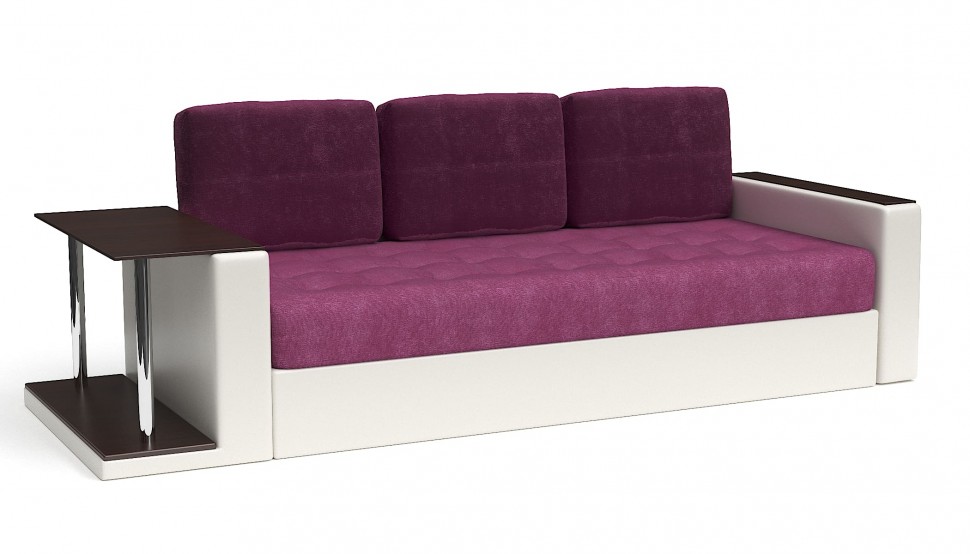 Диван прямой Атланта (Атлантик) фиолетовый велюр+белая экокожа