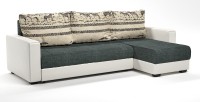 Диван угловой Монако еврокнижка серый велюр+зебра+белая экокожа