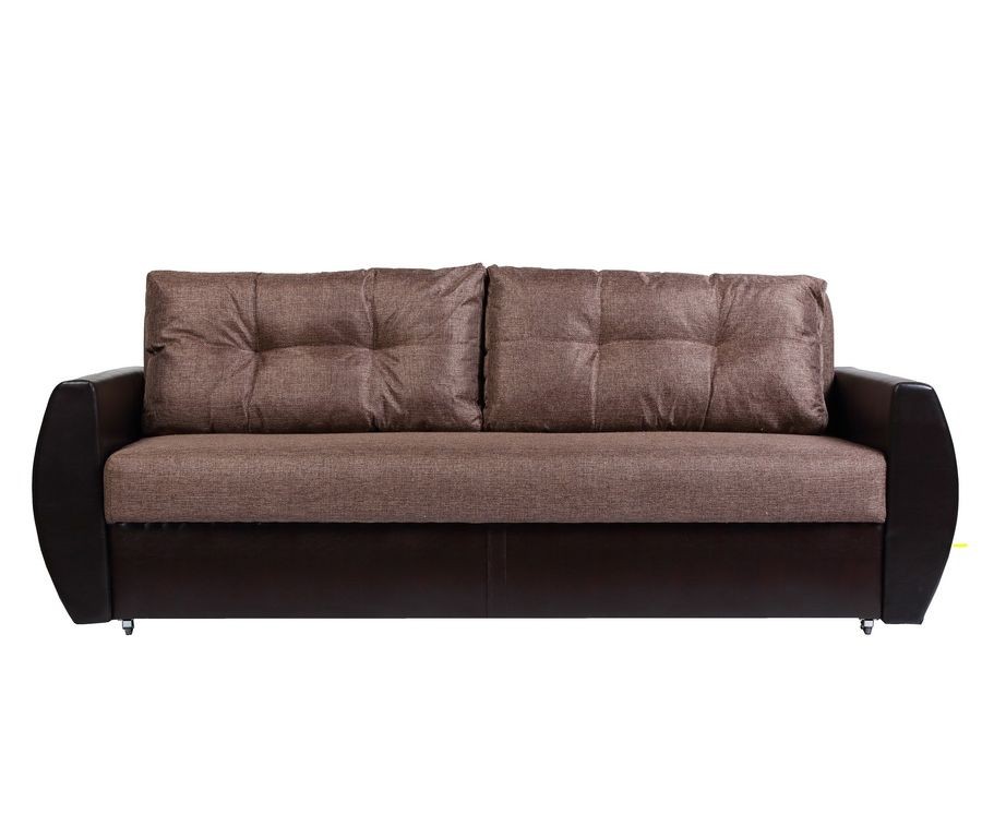 Диван Бостон еврокнижка рогожка коричневая/экокожа коричневая