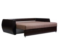 Диван Бостон еврокнижка рогожка коричневая/экокожа коричневая