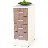 Кухня Мери ШН4Я300 Стол с 4 ящиками 30 см., цвет дуб/ясень шимо тёмный, ШхГхВ 30х60х85 см., универсальная дверь (столешница № 130 сахара белая)