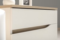 СНЯТО Муссон Кровать 11.28 + под. орт. + Тумба 16.03 + Комод 13.97 + Тумб ТВ 13.277, белый/чёрный/дуб эндгрейн элегантный/кожзам белый, 1600х2000, б/м