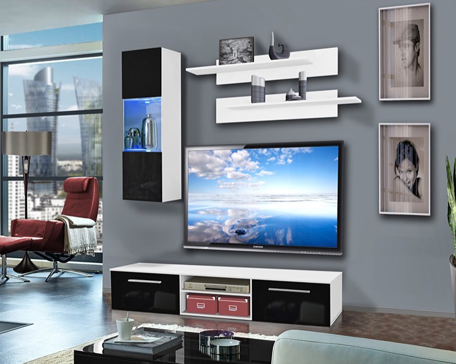 Гостиная 16 Черный 0190 / Белый Фасадный 0101